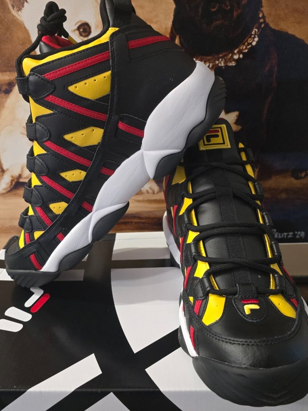 FILA Stackhouse Spaghetti Men's Basketball Shoes 1BM01793-704 Lemon / Red Sz 13
